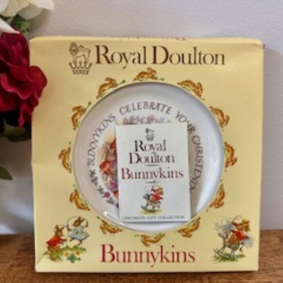 Royal Doulton Bunnykins‎ Christening Plate with Original Box Vintage Bone China - Picture 1 of 4